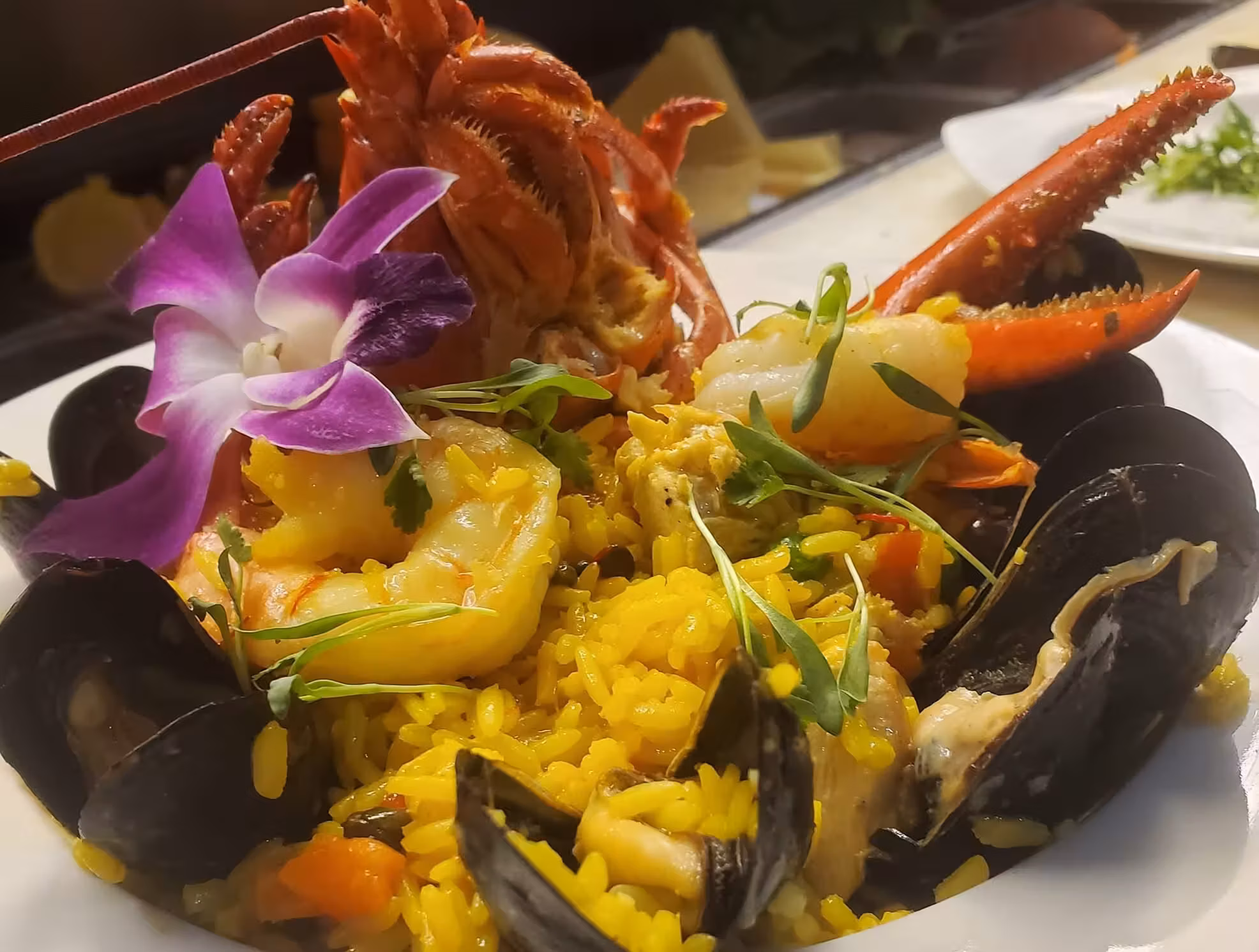 Gourmet Lobster, Shrimp, and Mussels Paella