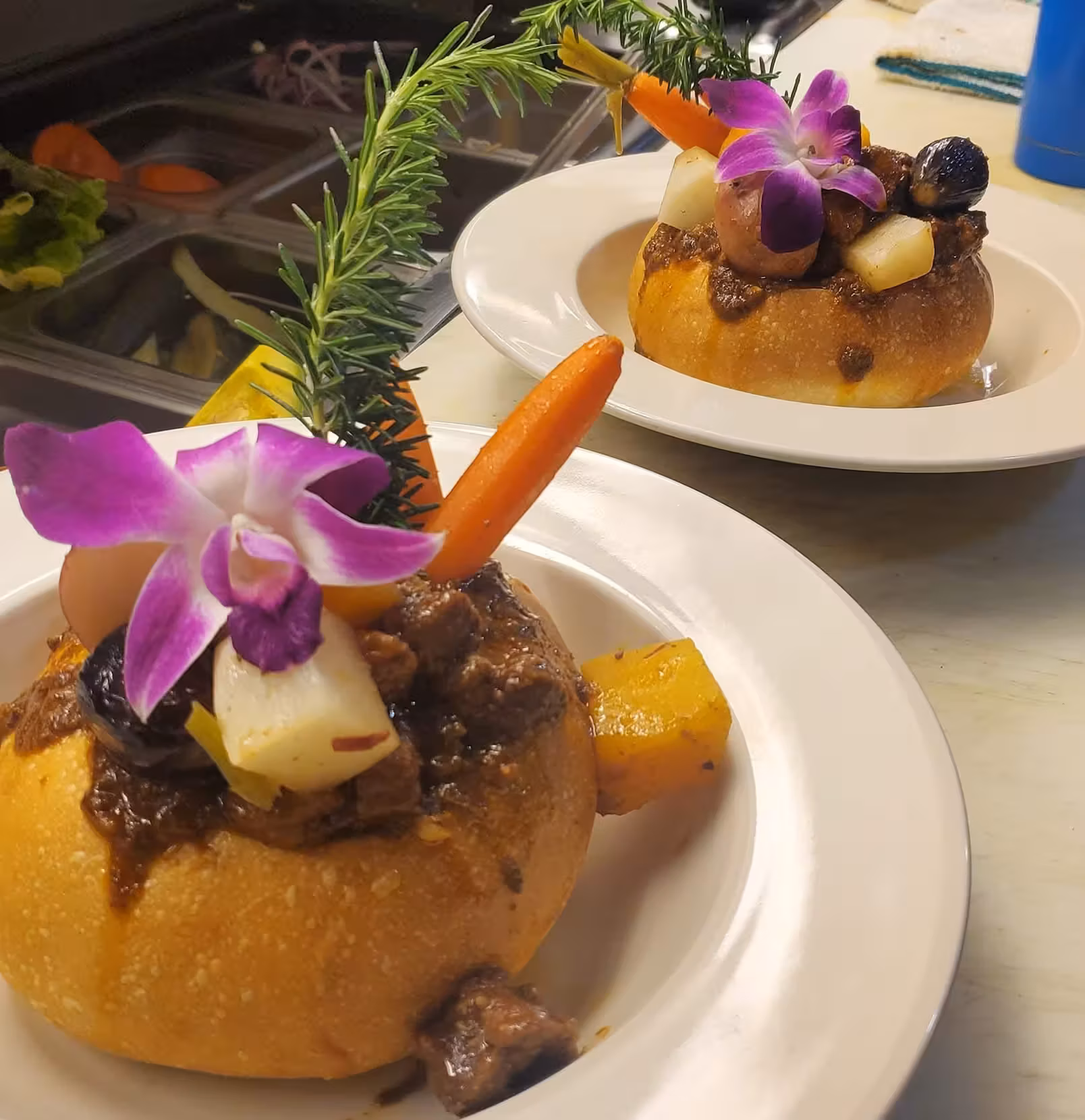 Savory Stew in Artisan Bread Bowl